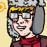 A square image of my character Christopher Loveless, a blond-haired man with glasses.